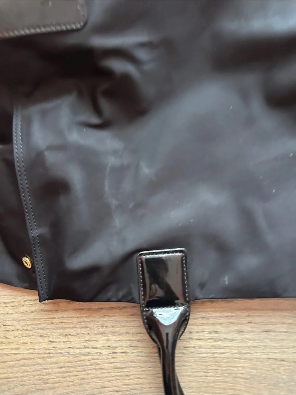 Tory Burch Black Nylon Tote with Glossy Patent Logo